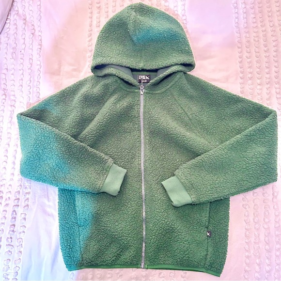 Eddie Bauer Tops - Eddie Bauer Women’s Green Raglan Fleece Hoodie Sz XS